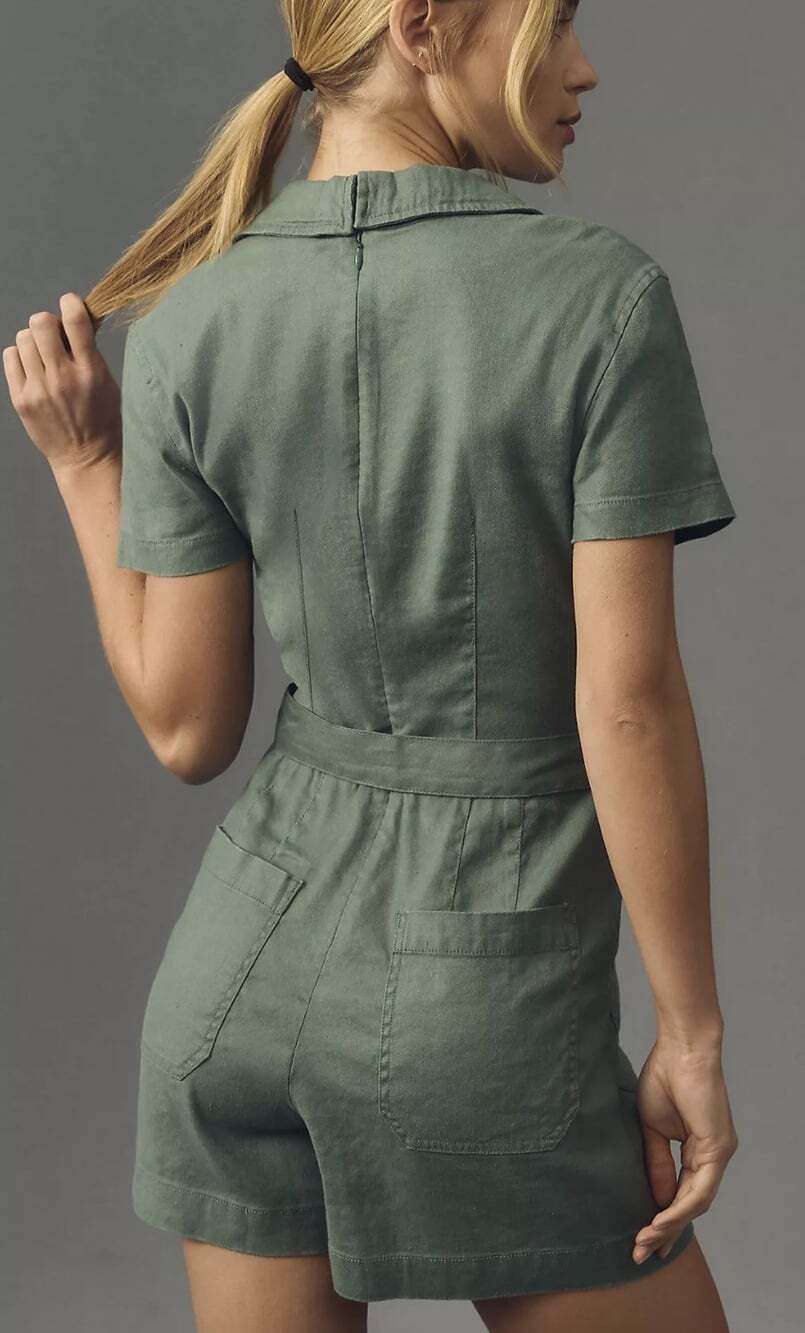 Anthropologie Maeve Short Sleeve Wrap Romper Tie Waist Sz 14 NWT Classic Boho - Picture 2 of 11